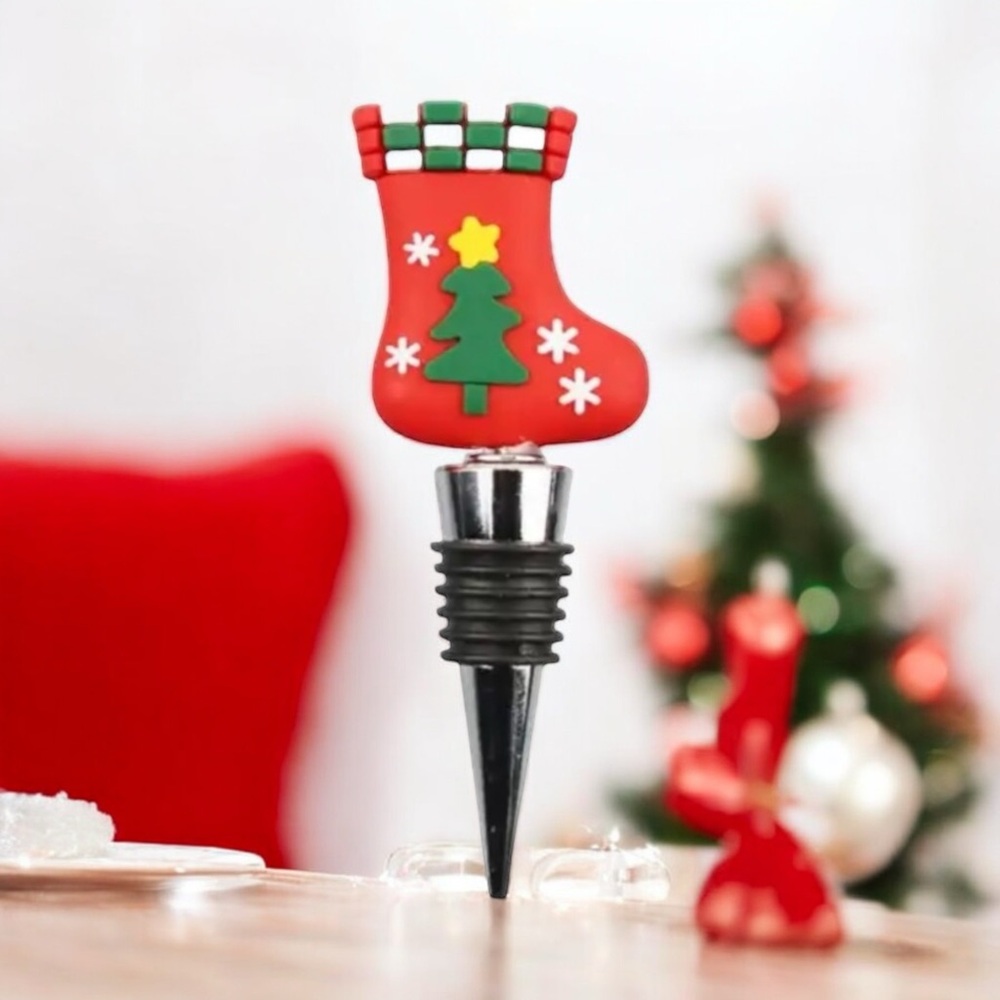 Festive Red Stocking Beverage Stopper